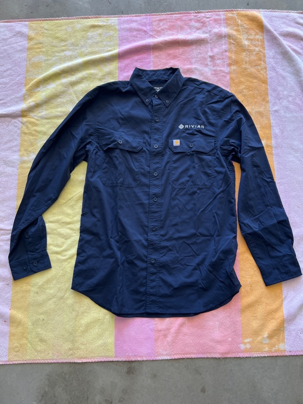 Rivian Navy Long-Sleeve Button-Down Work Shirt